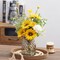 Spring Tabletop Decor – Artificial Sunflowers with Vase, Faux Silk Flower Arrangement with Daisies, Eucalyptus & Carnation for Kitchen Dining Table, Coffee Table & Farmhouse Centerpiece Decor